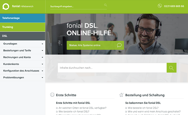 fonial Online-Hilfe: Internetanschluss einrichten Internetanschluss einrichten - Anleitung in der fonial Online-Hilfe