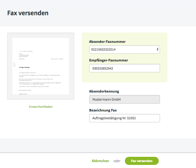 Fax versenden mit Web2Fax Fax versenden mit Web2Fax