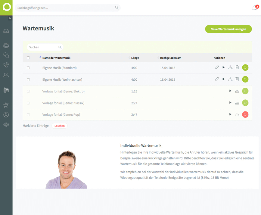 fonial-Kundenkonto: Individuelle Wartemusik einstellen fonial-Kundenkonto: Individuelle Wartemusik einstellen