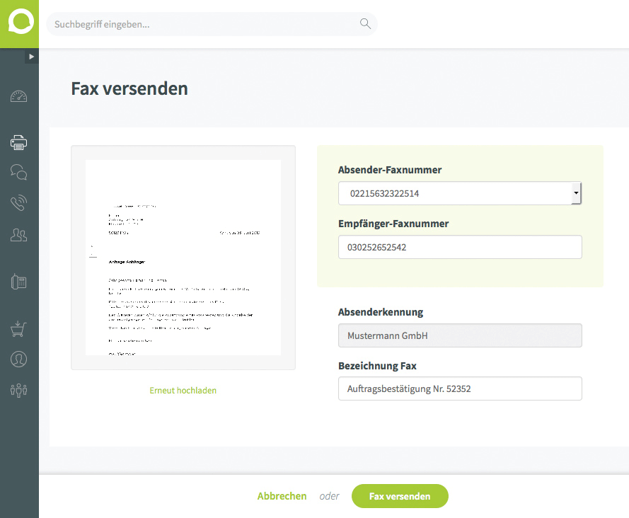 fonial-Kundenkonto: Web2Fax fonial-Kundenkonto: Web2Fax