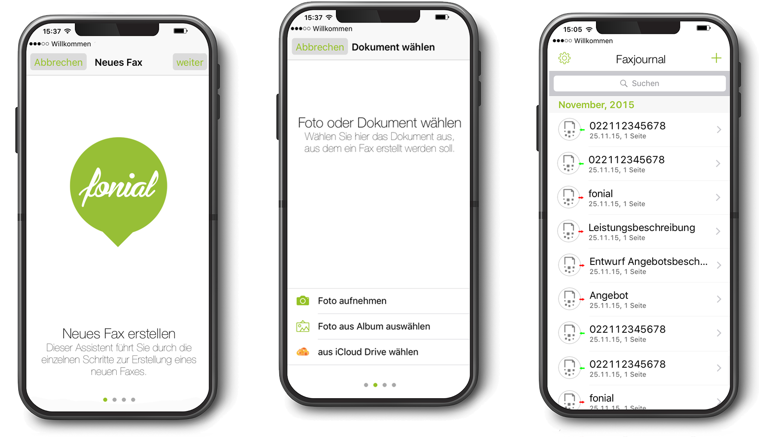 fonial E-Fax-App fonial E-Fax-App auf iPhone