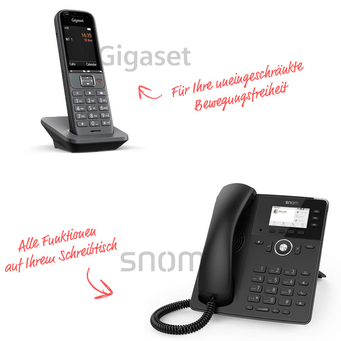 IP-Telefone: Desktop und DECT Darstellung von 2 Telefonen